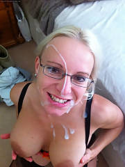 Mature blonde mamma Covered in jizz