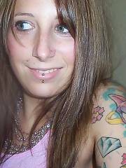 Slutty tattooed emo - im a tattoo artist and met this whore about a year ago.  she started coming in to watch me fro her ink.  got to the point she was ending me these photos and coming in for random tats every week or so