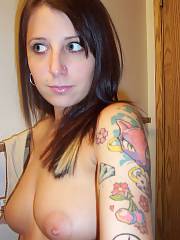 Slutty tattooed emo - im a tattoo artist and met this whore about a year ago.  she started coming in to watch me fro her ink.  got to the point she was ending me these photos and coming in for random tats every week or so