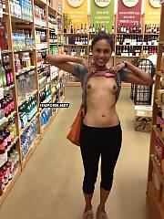 Shameless lovelies flashing asses, titties and naked cunts in public when doing shopping in grocery stores, malls and other huge supermarkets