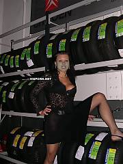 Amateur sex - sleazy secretary having crowded group sex with all service dudes right at the Citroen car selling company