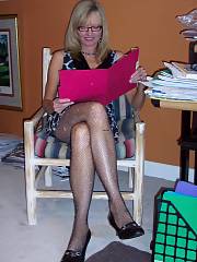 Ex plays hot secretary in stockings heels  masturbates  jizzes for chief