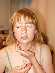 sucks facial cum face