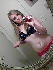 Sexy blond teen ex shooting herself.