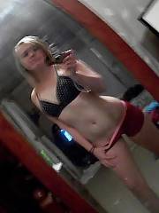 Sexy blond teen ex shooting herself.