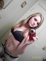 Sexy blond teen ex shooting herself.