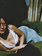 Naughty asian mature woman fucked outdoor.