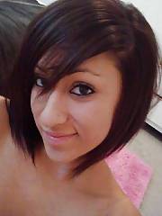 Hot dark haired amateur teen likes selfshooting herself naked.