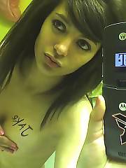 Amateur emo teen selfshooting herself naked.