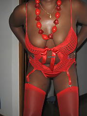 Dark skinned wife in hot underwear