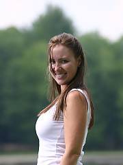 Push up bra and black panties do wonders for this american wife with 2 kids.