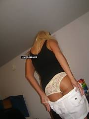 blond teasing black panties