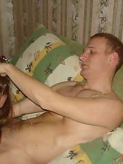 couple train penetrating brunette