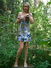 blonde shows flashing milf