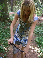 blonde shows flashing milf
