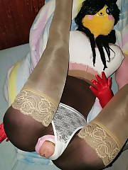 brown nylons cumshot dildo