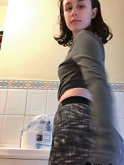 tiny young shows bathroom