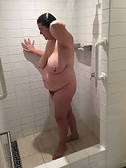 bbw wife shower darkhaired