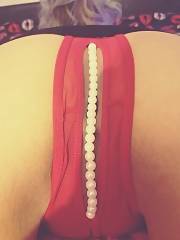 Nasty amateur enjoys vibrator on pearl red thong Lingerie Vibrator Thong Amateur Shoes Feet