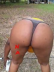 Dark skinned amateur in public Ebony Amateur Outdoors Stripping