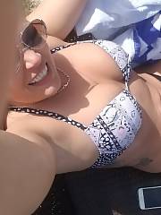blonde tattoo milf selfie