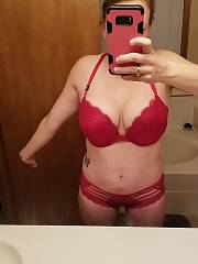 blonde tattoo milf selfie